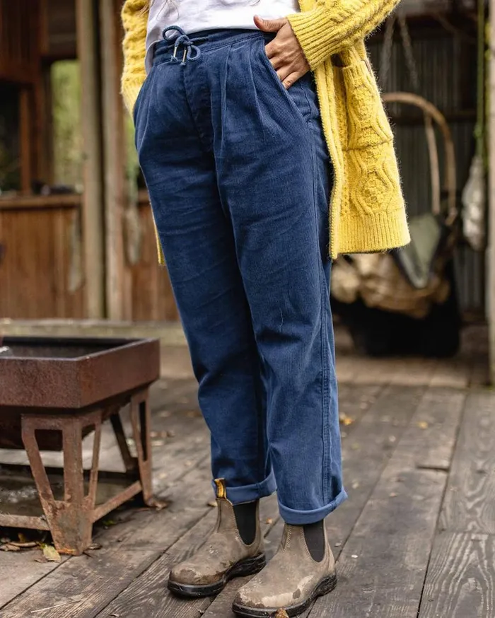 Women Bottoms Passenger Compass Recycled Corduroy Trouser Dark Denim Dark Denim