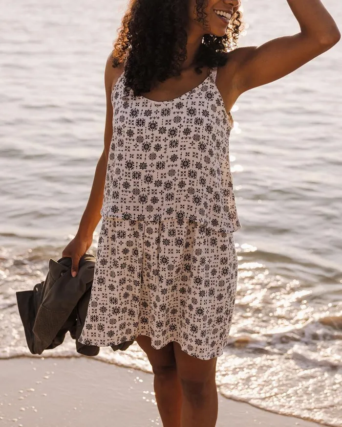 Women Bottoms Passenger Floaty Layered Dress Simple Tile Ivory Simple Tile Ivory