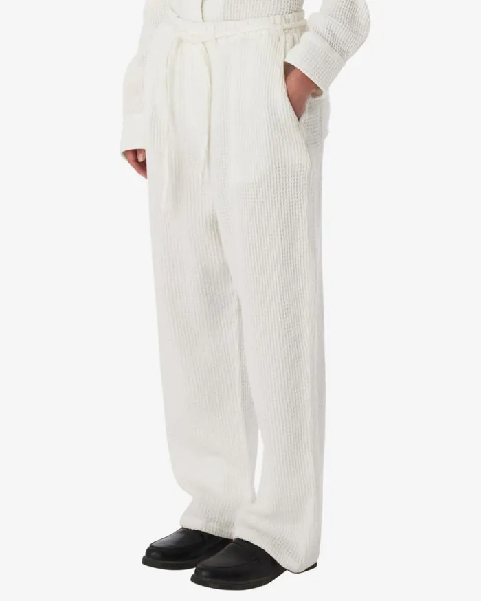 Women CAMILLE WAFFLE PANT Muted White OBEY Clothing BOTTOMS