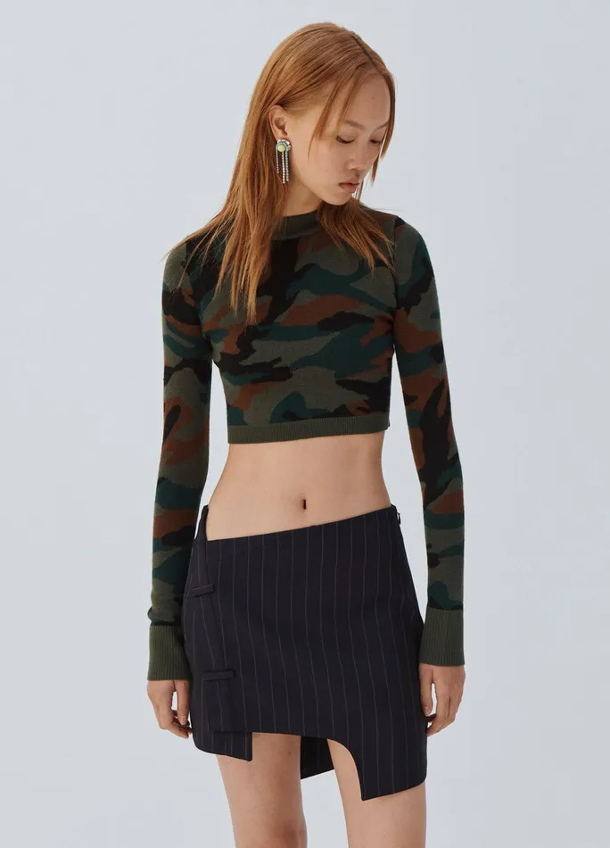 Women Camo Cropped Sweater MONSE Knitwear