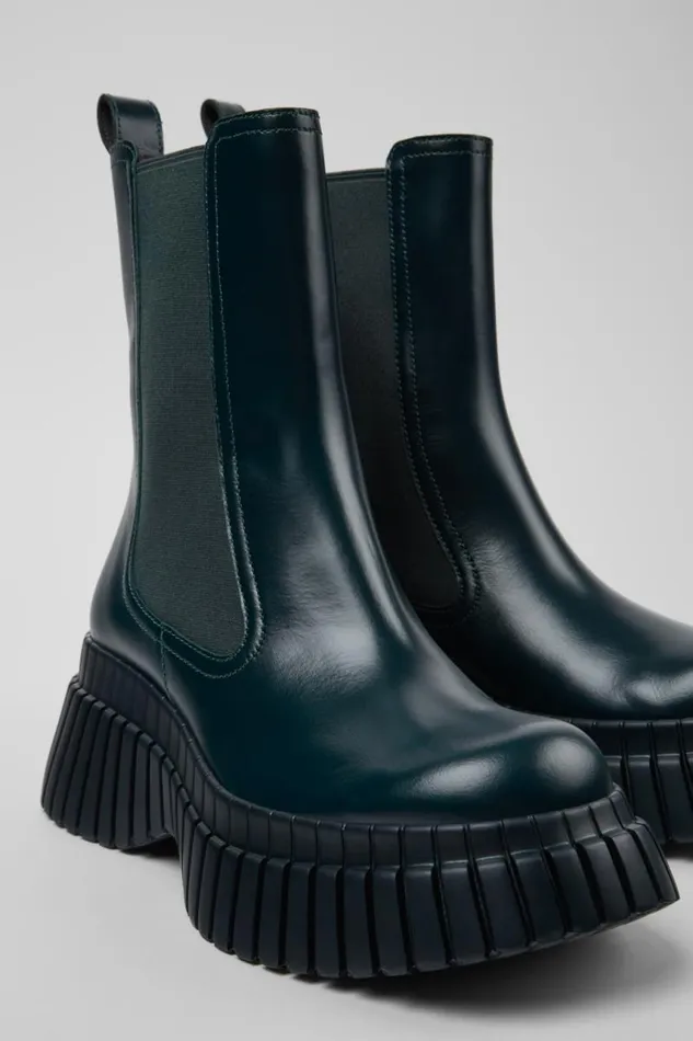 Women Camper Ankle Boots BCN Green Leather Chelsea Boots