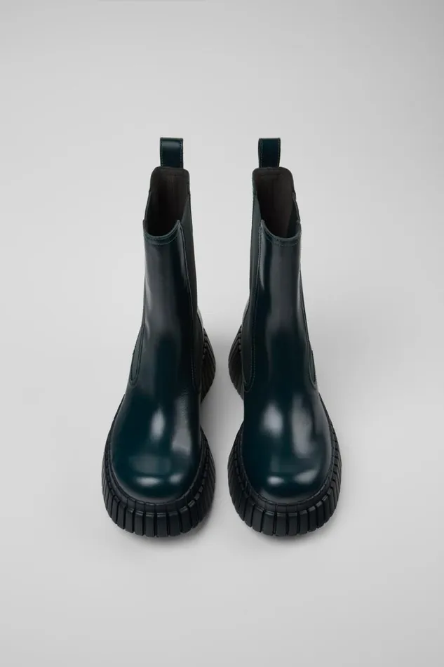 Women Camper Ankle Boots BCN Green Leather Chelsea Boots