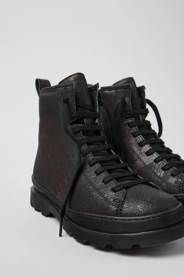 Women Camper Ankle Boots Brutus Blackbrown Brushed Nubuck Boots