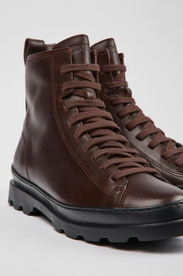 Women Camper Ankle Boots Brutus Burgundy Laceup Boots