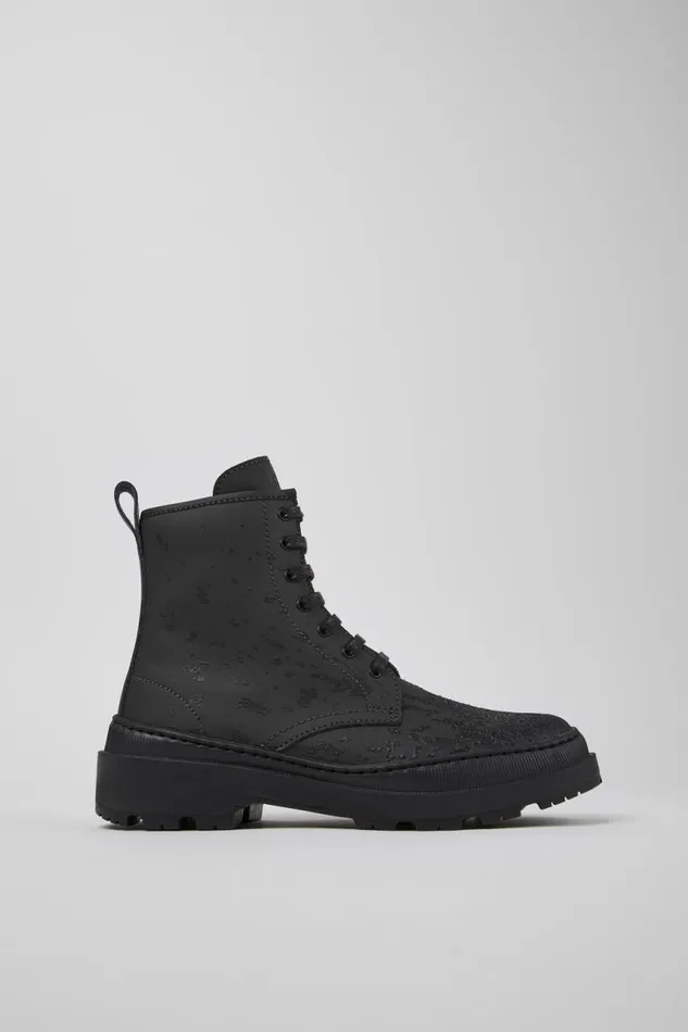 Women Camper Ankle Boots Brutus Trek MICHELIN Gray And Black Leather Boots