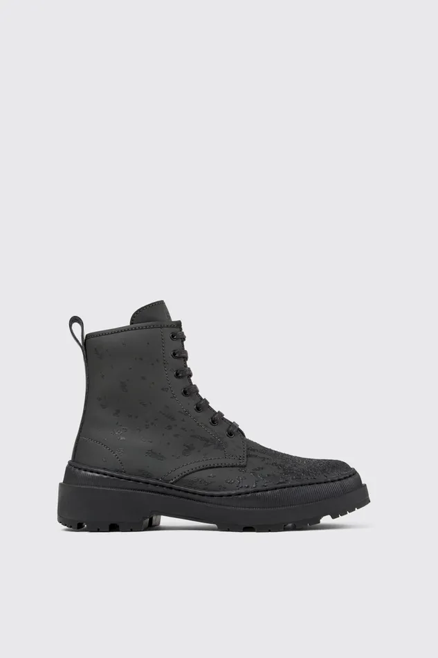 Women Camper Ankle Boots Brutus Trek MICHELIN Gray And Black Leather Boots