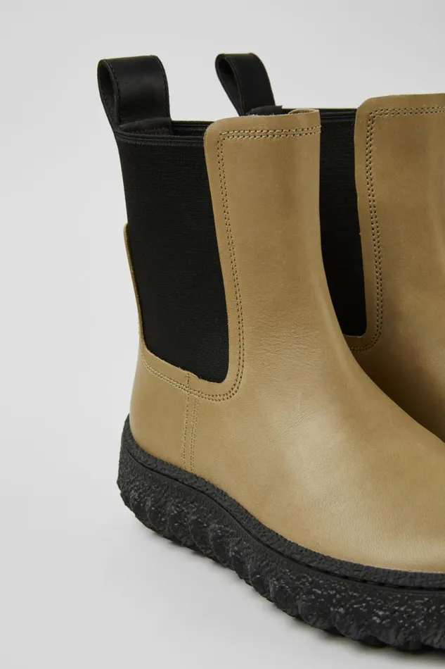 Women Camper Ankle Boots Ground MICHELIN Beige Leather Ankle Boots