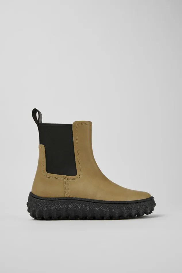 Women Camper Ankle Boots Ground MICHELIN Beige Leather Ankle Boots