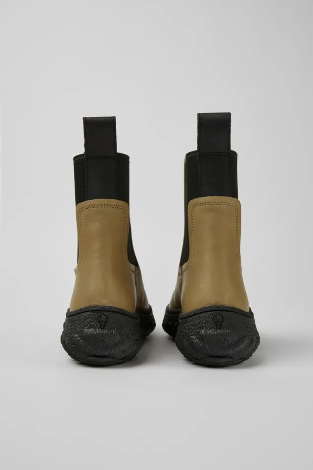 Women Camper Ankle Boots Ground MICHELIN Beige Leather Ankle Boots