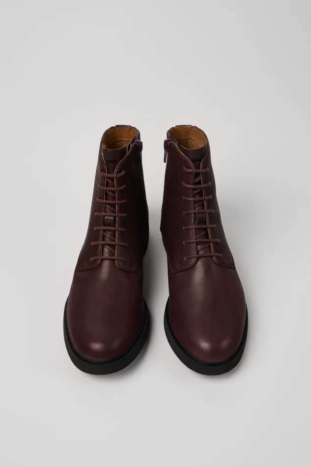 Women Camper Ankle Boots Iman Burgundy Leather Laceup Boots Women Camper Ankle Boots Iman Burgundy Leather Laceup Boots