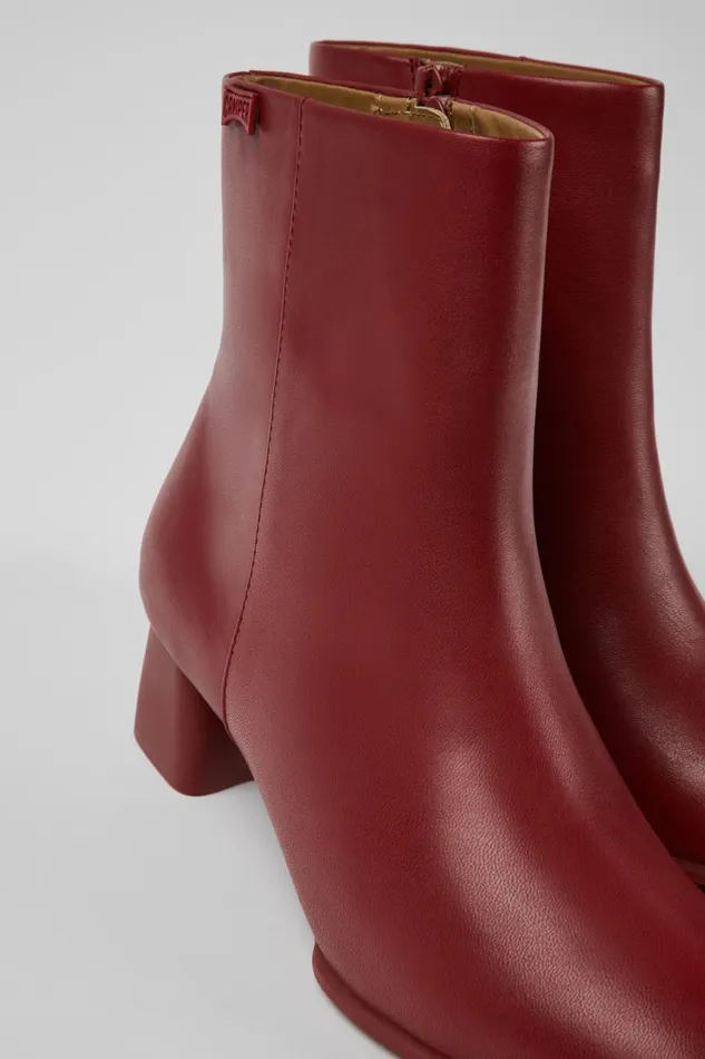 Women Camper Ankle Boots Katie Burgundy Leather Ankle Boots