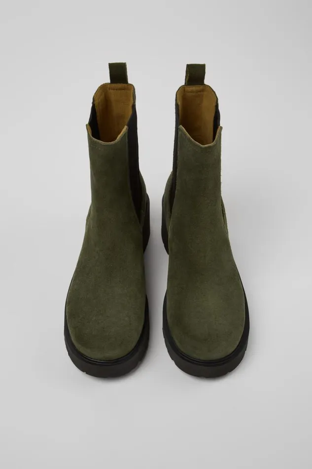 Women Camper Ankle Boots Milah Green Nubuck Ankle Boots