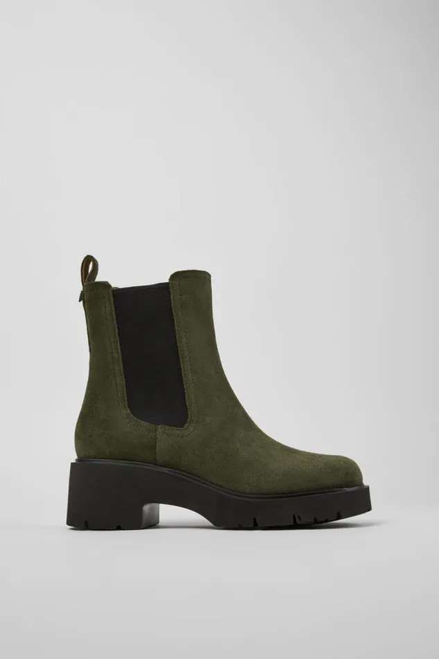 Women Camper Ankle Boots Milah Green Nubuck Ankle Boots