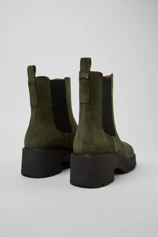 Women Camper Ankle Boots Milah Green Nubuck Ankle Boots