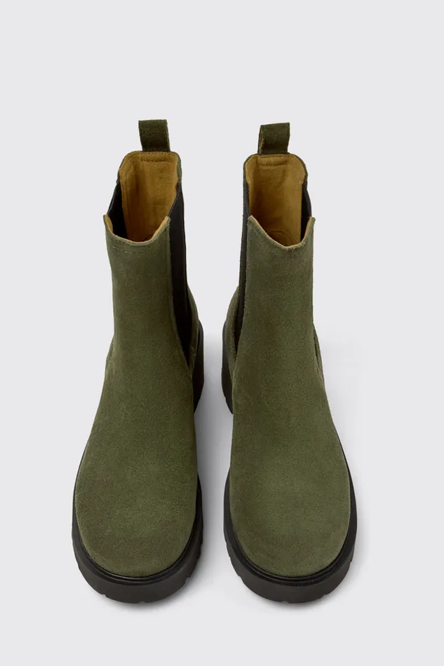 Women Camper Ankle Boots Milah Green Nubuck Ankle Boots