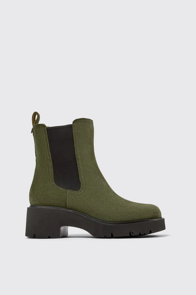 Women Camper Ankle Boots Milah Green Nubuck Ankle Boots