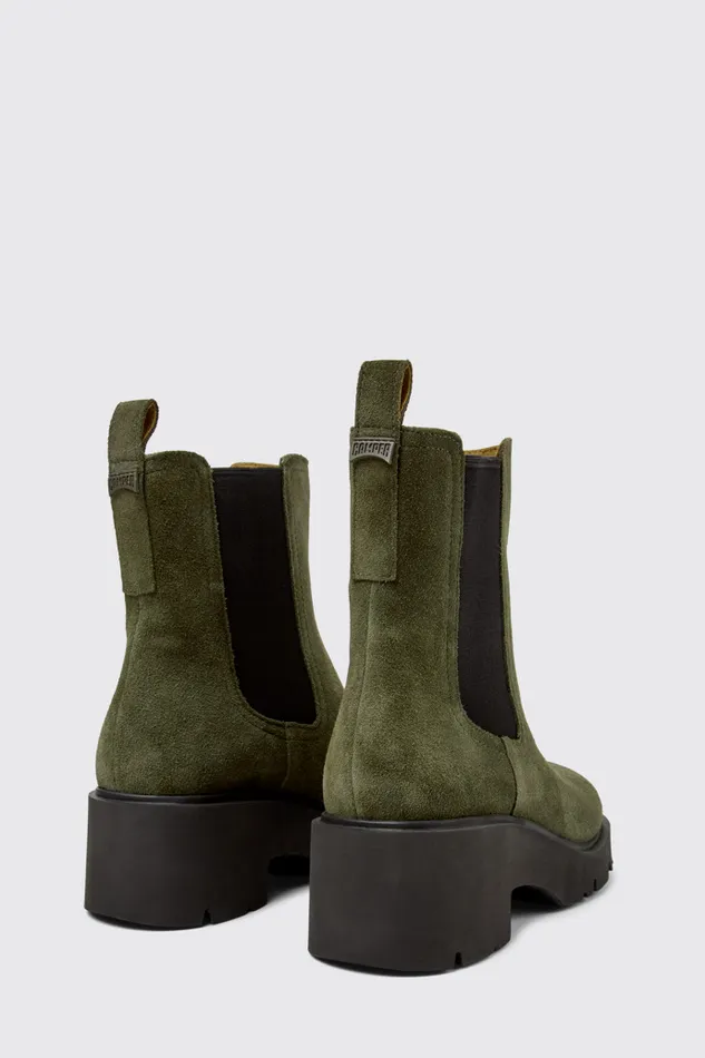 Women Camper Ankle Boots Milah Green Nubuck Ankle Boots