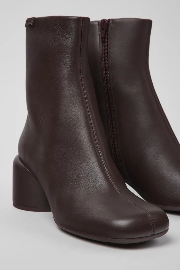 Women Camper Ankle Boots Niki Burgundy Leather Boots