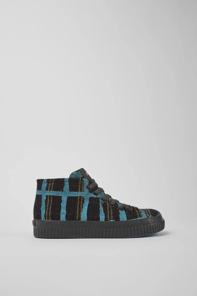 Women Camper Ankle Boots Peu Roda Blue Multicolored Recycled Wool Sneakers