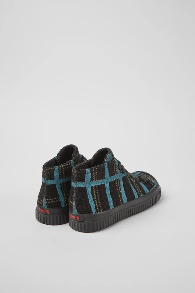 Women Camper Ankle Boots Peu Roda Blue Multicolored Recycled Wool Sneakers