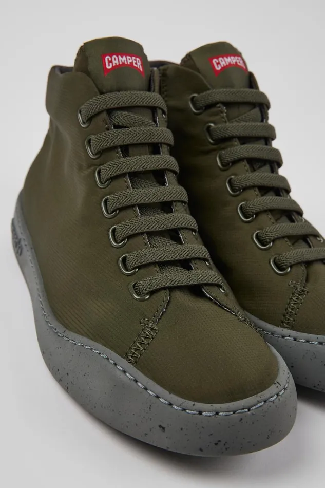 Women Camper Ankle Boots Peu Touring Green Textile Ankle Boots