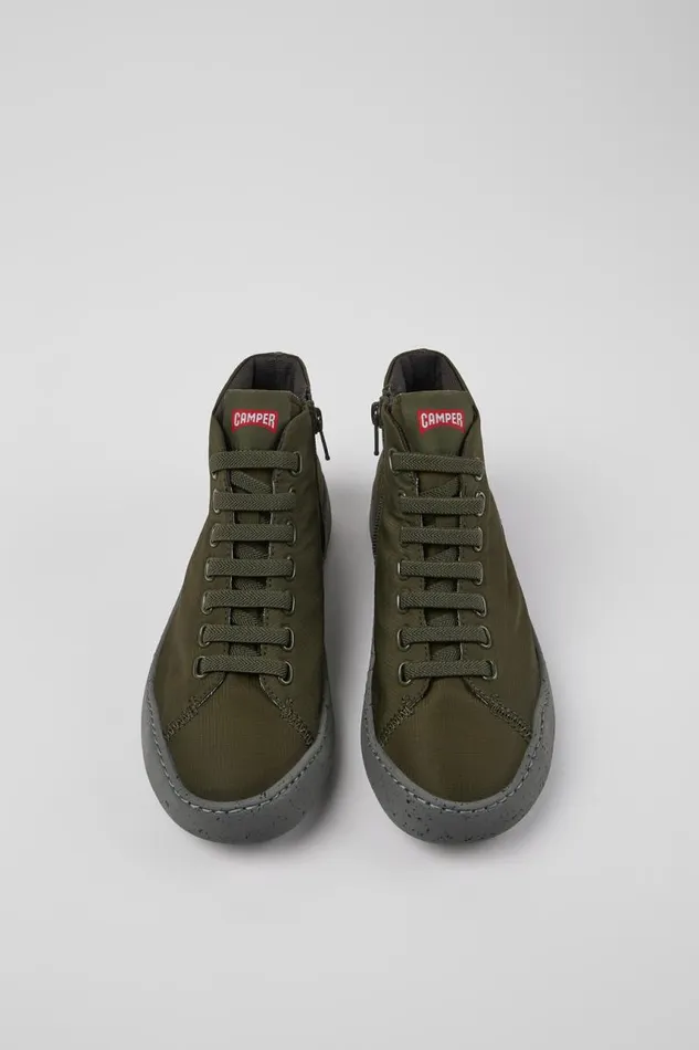 Women Camper Ankle Boots Peu Touring Green Textile Ankle Boots
