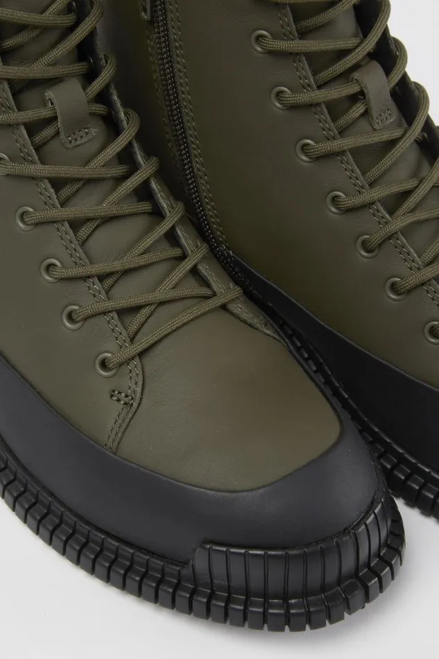 Women Camper Ankle Boots Pix Green And Black Leather Ankle Boots