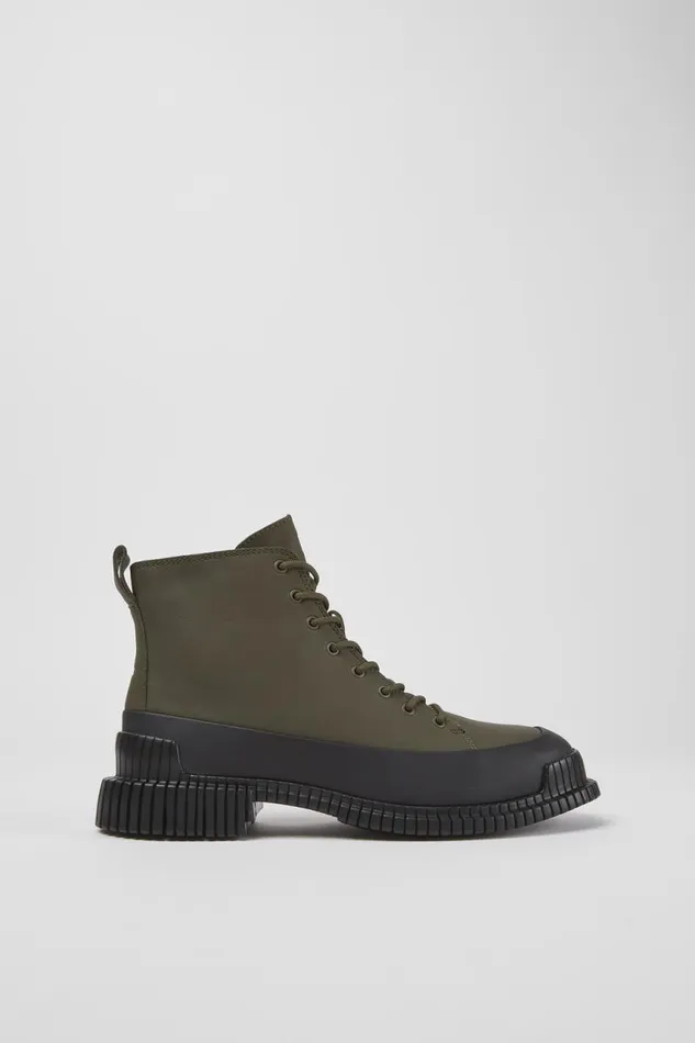 Women Camper Ankle Boots Pix Green And Black Leather Ankle Boots