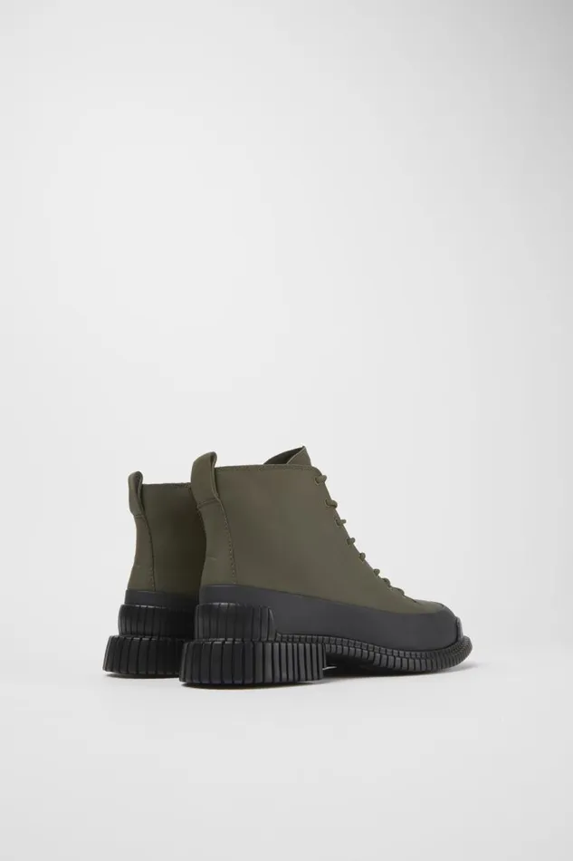 Women Camper Ankle Boots Pix Green And Black Leather Ankle Boots