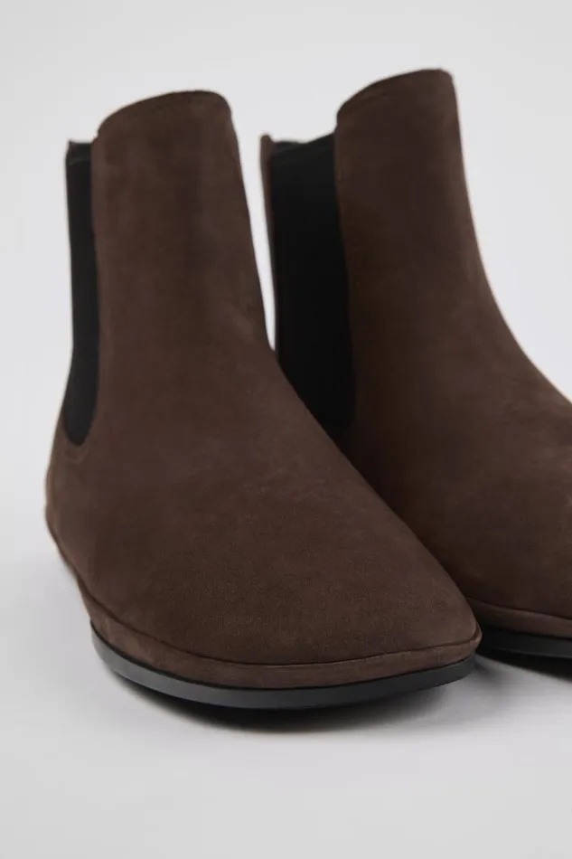 Women Camper Ankle Boots Right Brown Nubuck Boots