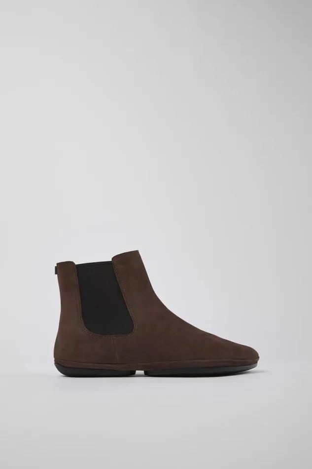 Women Camper Ankle Boots Right Brown Nubuck Boots