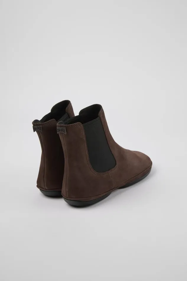 Women Camper Ankle Boots Right Brown Nubuck Boots