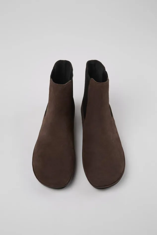 Women Camper Ankle Boots Right Brown Nubuck Boots
