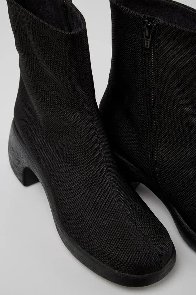 Women Camper Ankle Boots Thelma Black Textile Boots