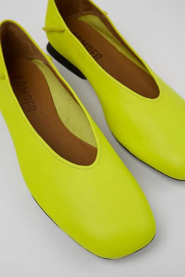 Women Camper Ballerinas Casi Myra Yellow Leather Ballerinas