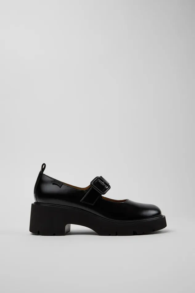 Women Camper Ballerinas Milah Black Leather Shoe