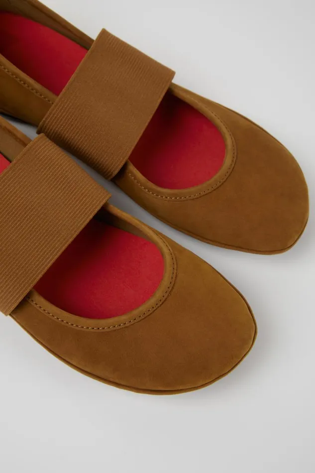 Women Camper Ballerinas Right Brown Nubuck Ballerina Flats