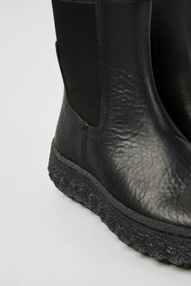 Women Camper Boots Ground MICHELIN Black Leather Ankle Boots