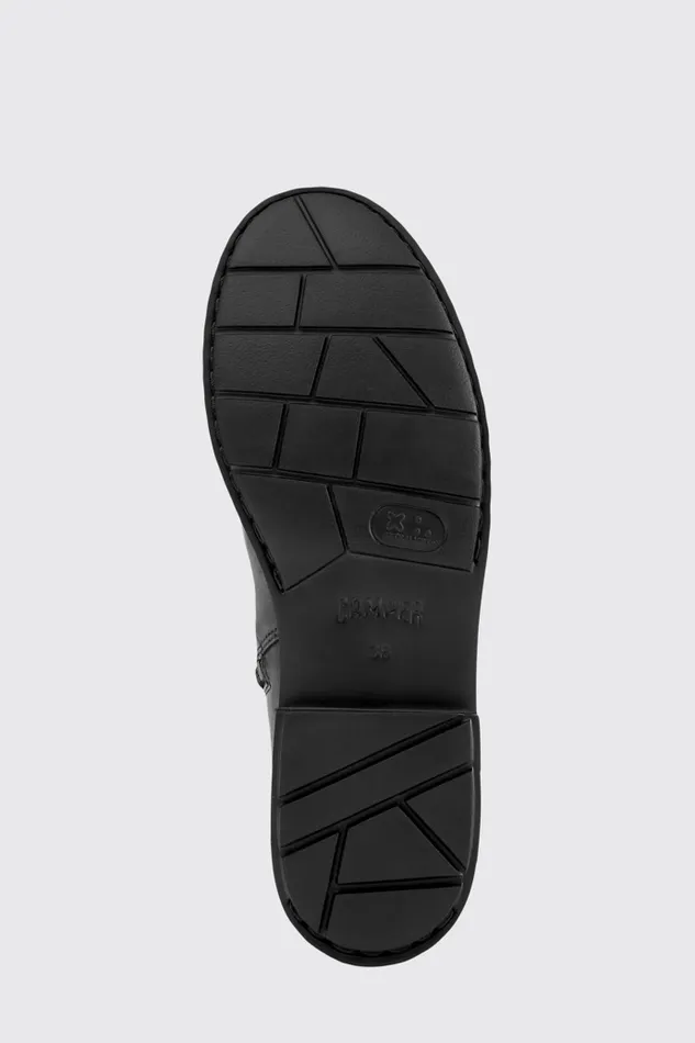 Women Camper Boots Neuman Black Leather And Textile Highboots