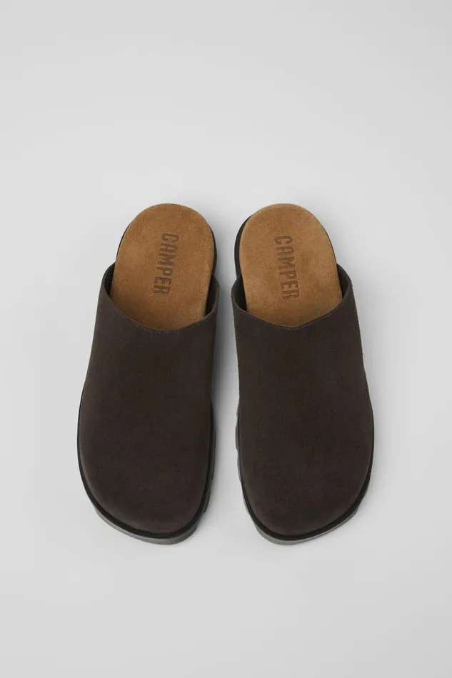 Women Camper Casual Shoes Brutus Sandal Gray Nubuck Clog Women Camper Casual Shoes Brutus Sandal Gray Nubuck Clog