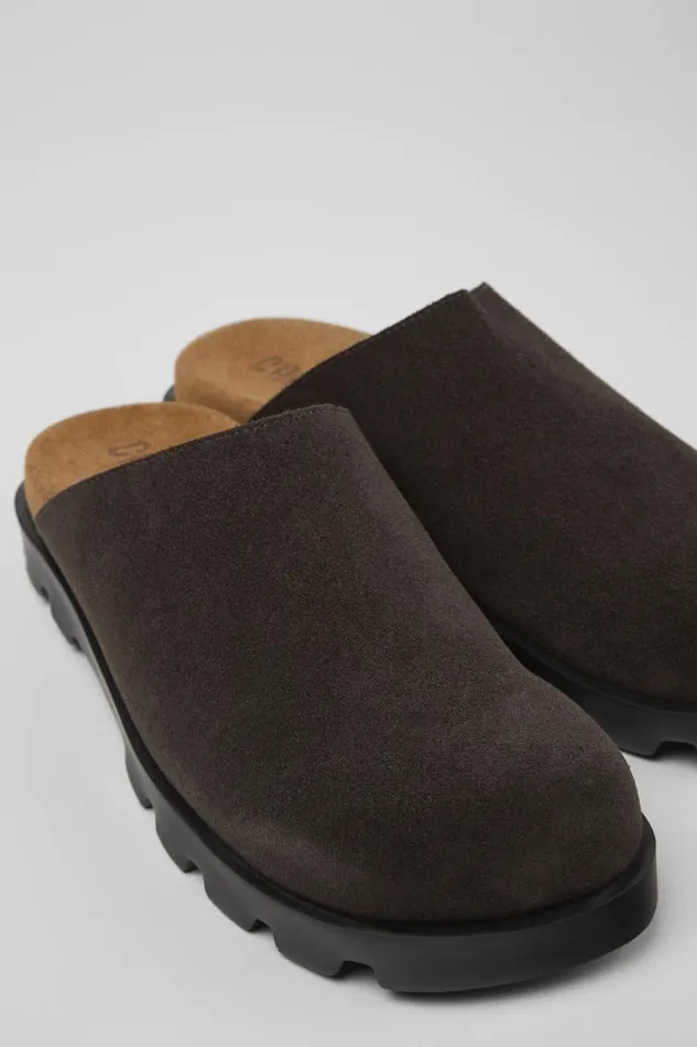 Women Camper Casual Shoes Brutus Sandal Gray Nubuck Clog Women Camper Casual Shoes Brutus Sandal Gray Nubuck Clog