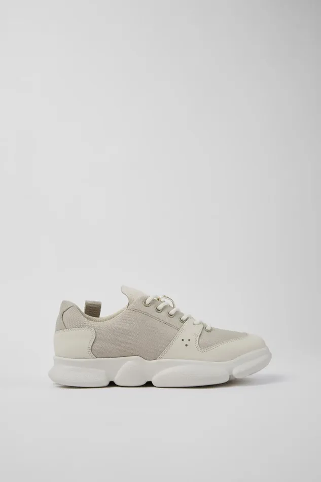 Women Camper Casual Shoes Karst White Leather And Recycled PET Sneakers