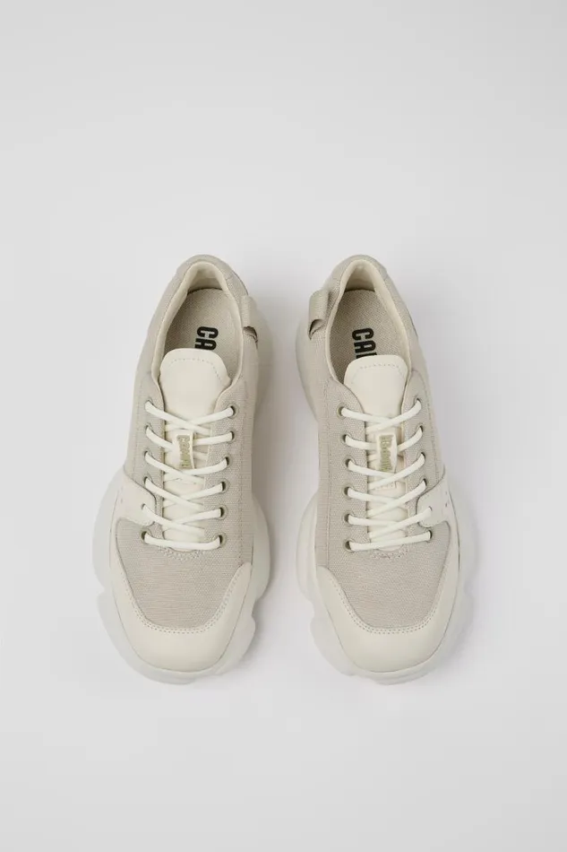Women Camper Casual Shoes Karst White Leather And Recycled PET Sneakers