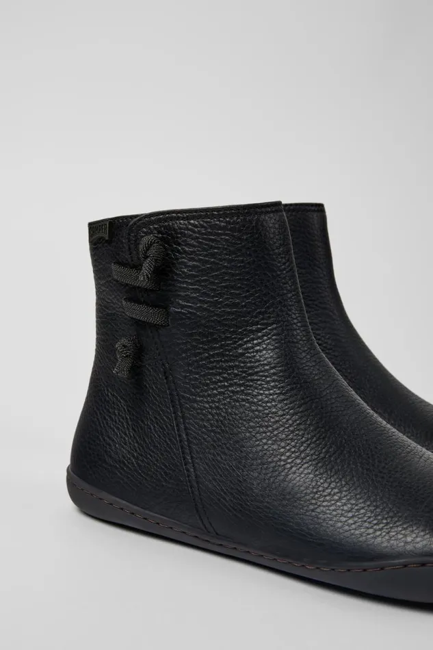 Women Camper Casual Shoes Peu Black Leather Boots