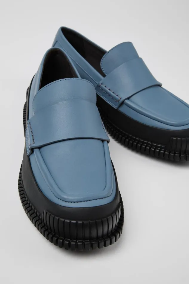 Women Camper Formal Shoes Pix Gray And Black Leather Loafer
