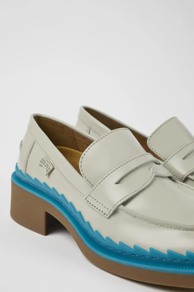 Women Camper Formal Shoes Taylor Gray And Blue Leather Loafers