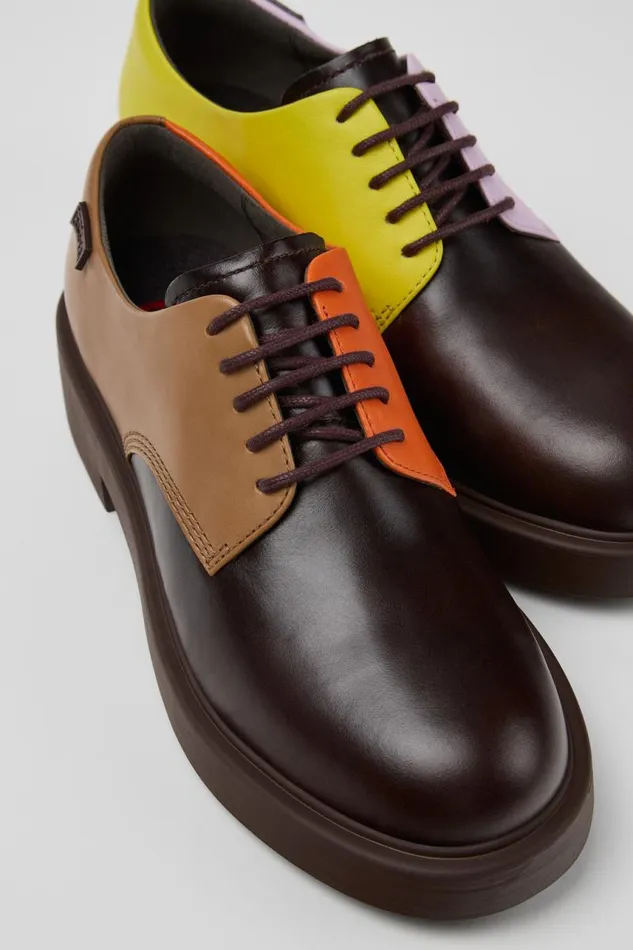 Women Camper Formal Shoes Twins Multicolored Leather Shoes