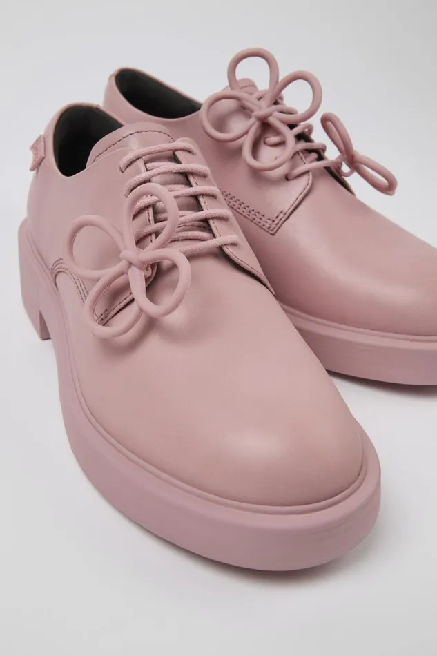 Women Camper Formal Shoes Twins Pink Leather Shoes