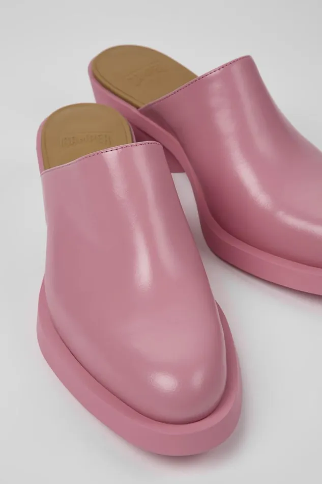 Women Camper Heels Bonnie Pink Leather Mules