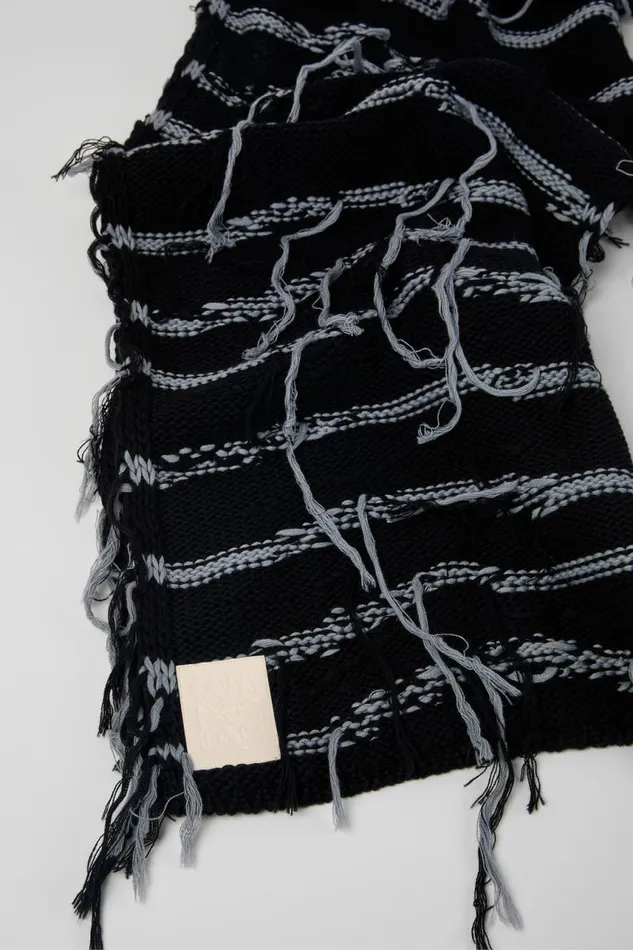 Women Camper Knit Knit Scarf Black Intarsia Knit Scarf Women Camper Knit Knit Scarf Black Intarsia Knit Scarf